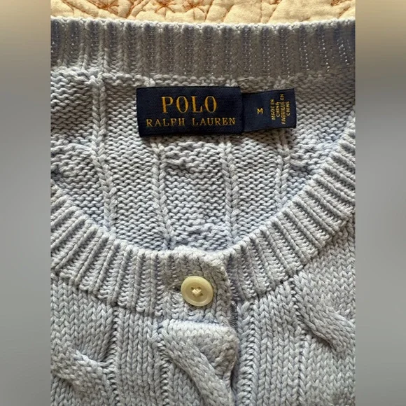 Polo Ralph Lauren Light Blue Cable Knit Cardigan - Picture 5 of 6